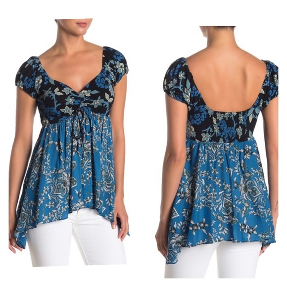 Free People Tops - Free People “La Bamba” Babydoll Top-Black Combo-M
